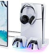 Mytrix RGB Wall Mount Kit with Dual Charging Station for PS5, Shelf Mount Compatible with Both PS...