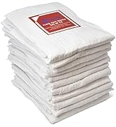 PERLLI Kitchen Flour Sack Dish Tea Towels 12 Pack 28 X 28 Inches Lint Free Towels White Natural 1...