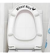 Humorous Bathroom Stickers, Whoa Nice Toilet Sticker Decal, Removable Toilet Seat Decals with Fun...