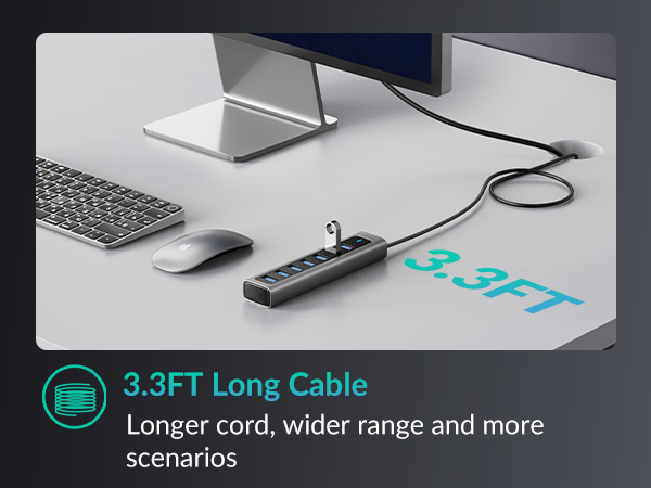 gigimundo gm7u 7 ports usb 3.0 hub with usb c power port for pc laptop mac-002-2