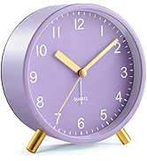 Azxb Analog Alarm Clock, Silent Non-Ticking with Night Light, Fashionable Round Metal Alarm Clock...