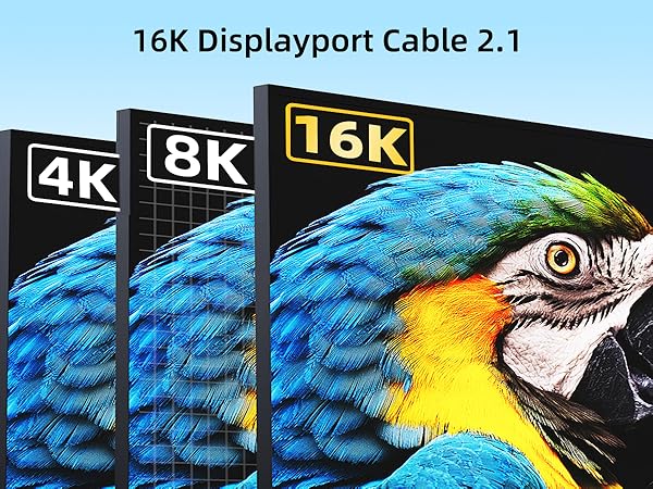 16K DisplayPort Cable 2.1 Supports High refresh rate and high resolution maximize