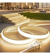 Lamomo COB LED Strip Light 65.6Ft, 3000K Natural White LED Rope Light, IP65 Waterproof Flexible S...