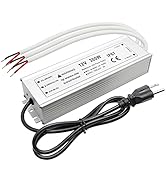 300W 12 Volt LED Power Supply, Waterproof IP67 LED Driver, 110V AC to 12V DC Converter, LED Trans...