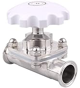DERNORD Sanitary Diaphragm Valve Silicone Seal Stainless Steel 316L, 1.5” Tri Clamp Valve (1.5 in...