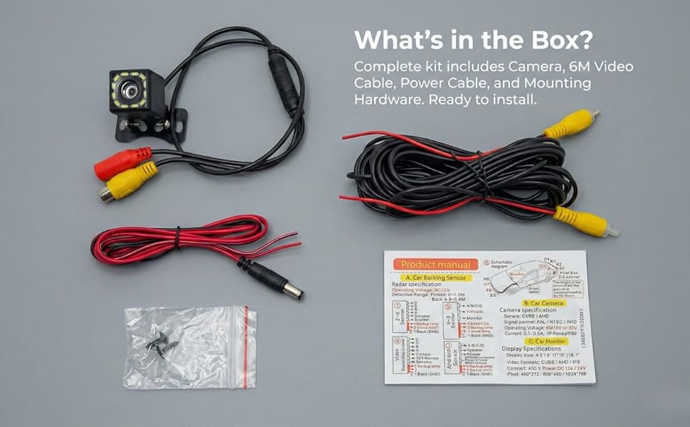 Backup Camera for Car – 170° Wide Angle Rear View Camera