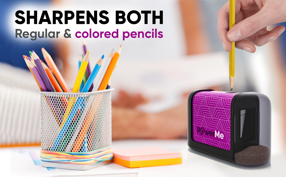 Sharpens both regular &amp; colored pencils