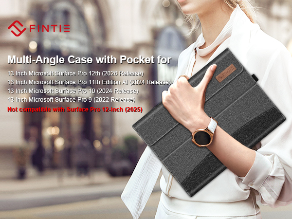 microsoft surface pro 10 / pro 9 portfolio case with pocket