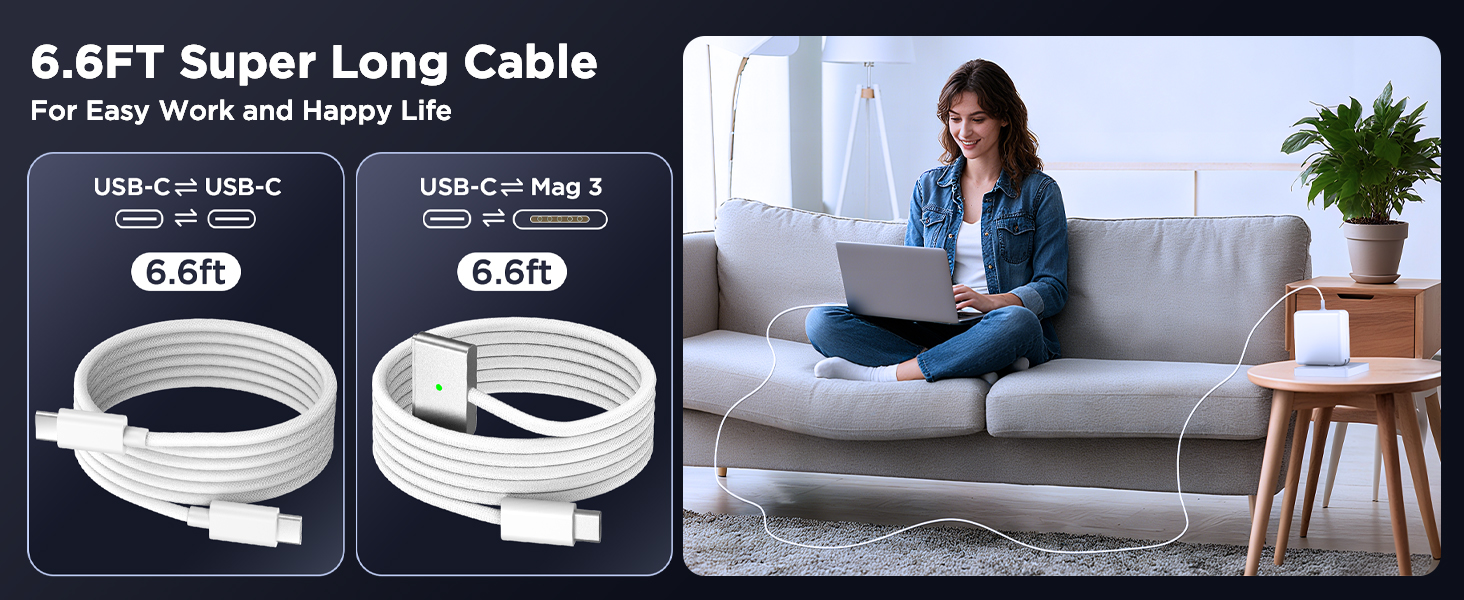 100W Charger for MacBook Pro 14 16 inch MacBook Air 13 15 inch M4 M3 M2 M1, 100W GaN Power Adapter