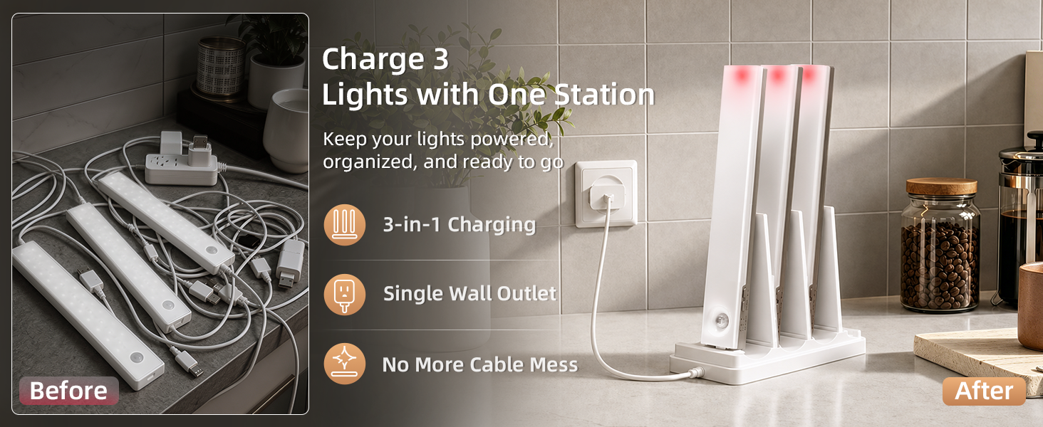under cabinet lights with charging station