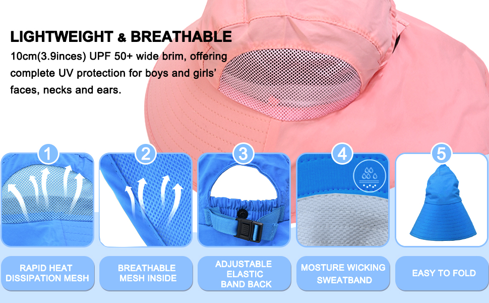 lightweight breathable 3.9inches upf 50+ wide brim