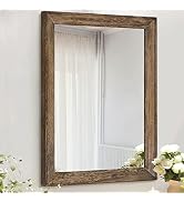 AAZZKANG Rustic Wood Mirror Rectangle Decorative Wall Mirrors with Frame for Bedroom Living Room ...