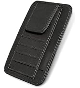 YAWUROU Small Leather Car Sun Visor Organizer, 4.9" x 6.1" Multifunctional Strap-On Document Suns...