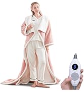 Westinghouse Electric Snuggle Throw Blankets with Foot Pocket, Wearable Heated Blanket with Sleev...