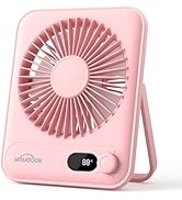WHATOOK Small Desk Fan Personal Fans: 5000mah 25 Hours Battery Office Quiet Mini Desktop Fan Port...