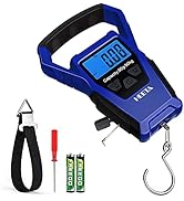 HEETA Waterproof Fish Scale Digital with Backlit LCD Display, 110lb/50kg Portable Hanging Scale F...