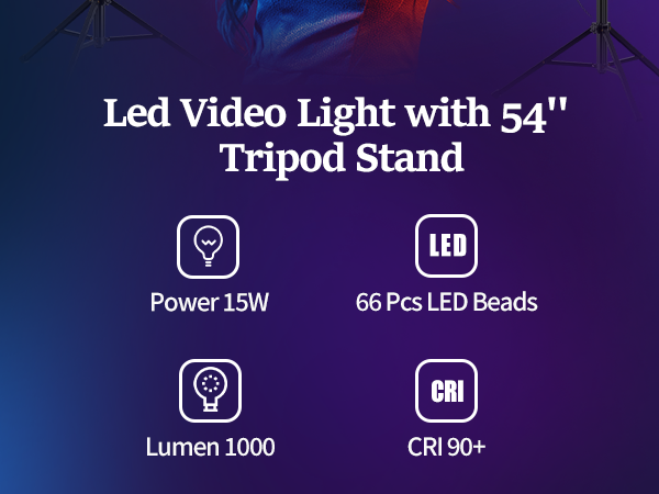 Led Video Light with 54’’ Tripod Stand
