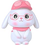 H&amp;W Bunny with Glasses Coin Money Bank, Shatterproof Explorer Rabbit Piggy Bank, Creative Money B...