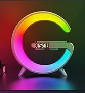 Smart LED Table Lamp with Bluetooth Speaker, Fast Wireless Charger, RGB Night Light, Sunrise Alar...
