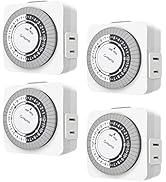G-Homa Timers for Electrical Outlets 4 Packs,24 Hour Indoor Plug-in Mechanical Timer,30 Minute In...