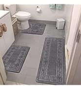 Pauwer Bathroom Rugs Sets 3 Piece, Non Slip Bath Mats for Bathroom Floor, Shaggy Microfiber Bath ...