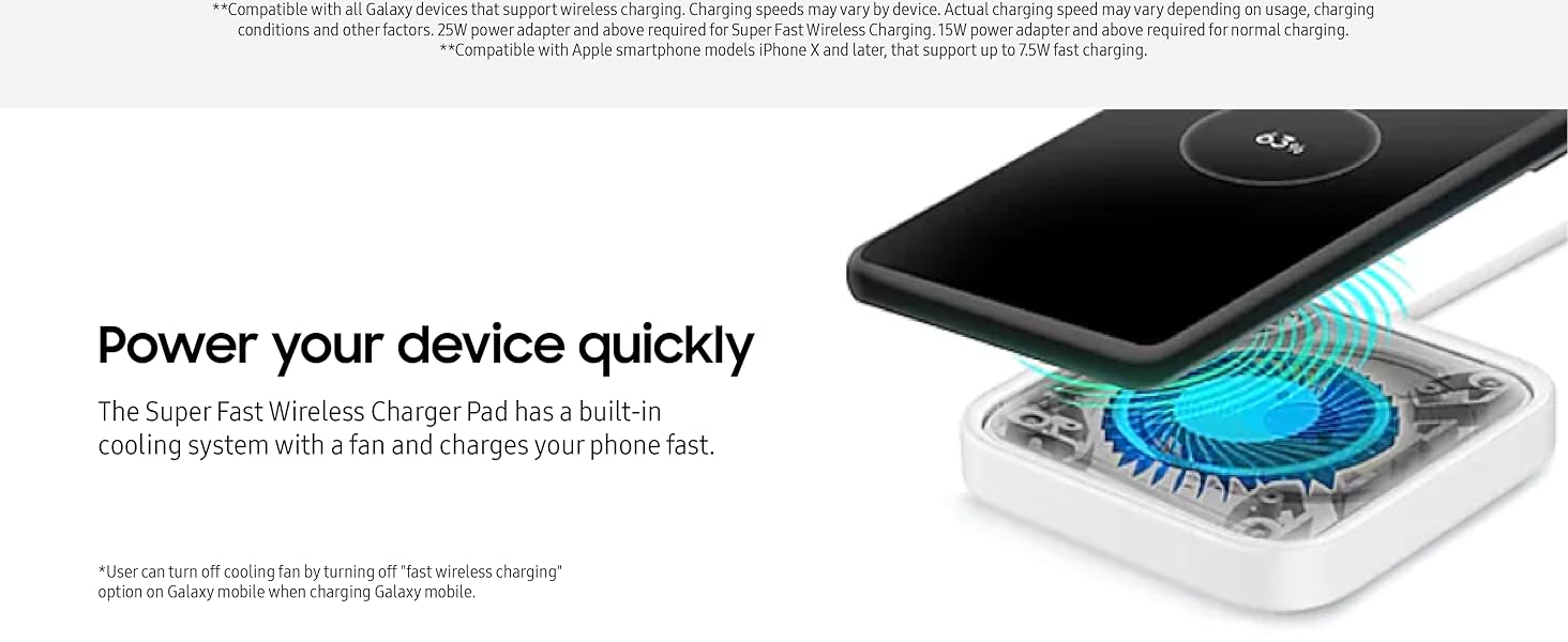 Samsung 15W Single Pad Charger with Travel Adapter Black