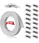 Dianrui DIY Hose Clamps 35 FT 304 Stainless Steel Metal Strap + 16 PCS Stronger Fasteners Assortm...