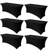 Obstal 6 Pack Stretch Spandex Table Covers for 6 Foot Tables - 6 FT Universal Rectangular Fitted ...