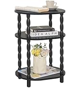 MaxSmeo Black Side Table, 3-Tier Small Oval End Table, Modern Night Stand Wood Accent Table for L...