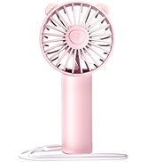 Mini Portable Fan, Handheld Fan with 3 Speeds for 2000mAh Battery USB-C Rechargeable, 3-Speed Qui...