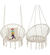 Garpans Hammock Chair Macrame Swing Set of 2 Bohemian Style Hammock Swing Chair with Tassels Hang...