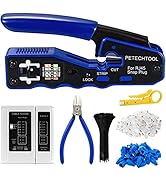 RJ45 Crimp Tool for Cat6 Cat5e Cat5 Pass Through Connectors,All-in-one EZ Crimping Tool Full Set ...