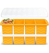 Silicone Freezer Tray for Soup with Lid – 1-Cup Soup Container Cube Style Ice Cube Trays for Free...