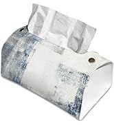 Blue and Grey Abstract Art Tissue Box Cover Rectangle Tissue Holder with Snap Buttons Decorative ...