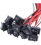Twidec/10Pcs Rocker Switch AC 6A/250V 10A/125V SPST 2 Pins 2 Position ON/Off Car Boat Square Blac...