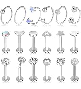 ONESING 12-25 Pcs 16G Tragus Earrings for Women Men Cartilage Earrings Labret Stud Tragus Piercin...