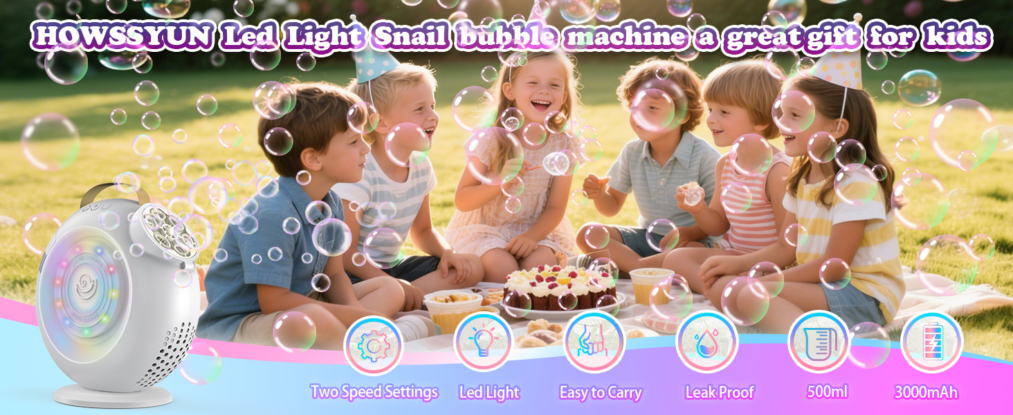 HOWSSYUN Led Light Snail Bubble Machine a Great Gift for Kids