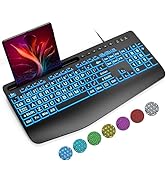 SABLUTE Wired Backlit Large Print Computer Keyboards, Lighted USB Keyboards with 7-Color Backlit,...