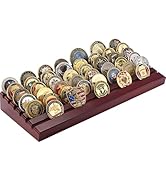 Hautton Challenge Coin Display Holder, 6 Rows Holds 48 Coins 42mm, Military Coin Wood Stand, Coin...
