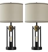 Leasgy 25'' Farmhouse Table Lamps for Living Room Set of 2 with USB C+A Ports, Rustic Vintage Bed...