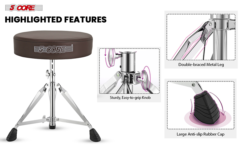 Black Drum Chair,Height Adjustable Heavy Duty Upgraded Drum Stool
