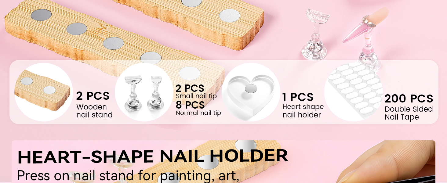 nail stands for Press on nails with 200PCS Double Sides taps And acrylic nail tips