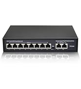 10 Port Fast PoE Switch (8 POE Ports +2 Uplink), 802.3af/at PoE+ 100Mbps | Extend to 250Mete | Un...