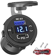58W 12V USB Outlet Qidoe USB C Car Charger Socket Dual 12V USB-C PD 20W & 18W QC3.0 USB Car Port ...