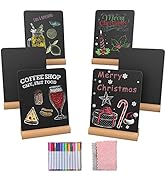 DOCMON Mini Chalkboard Signs, 6 Pack 5 x 7 Inch Tabletop Chalk Board Sign Board with Stand for Fo...