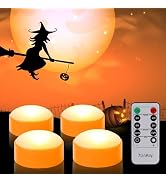 4 Pack Pumpkin Lights with Remote, Orange Jack-O-Lantern Led Pumpkin Lights | Battery Operated Fl...