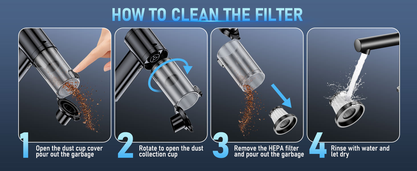 Car Vacuum How to clean the filter
