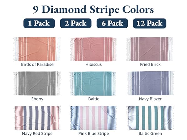 Availabe in 9 Diamond Pattern Stripe Colors