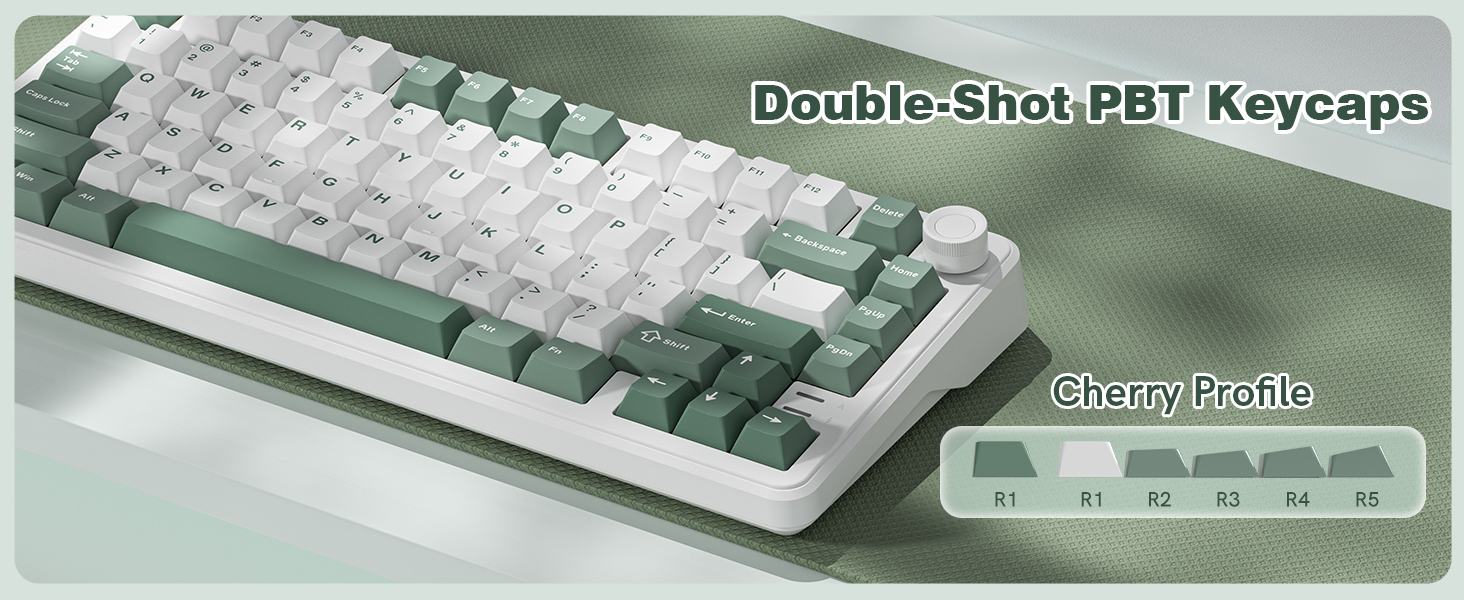 Keyporia L75 mechanical keyboard with double-shot PBT keycaps and Cherry profile.