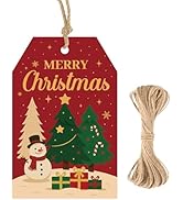G2PLUS Merry Christmas Tags - 50Pcs Red Christmas Paper Gift Tags with String, Xmas Tree Tag for ...